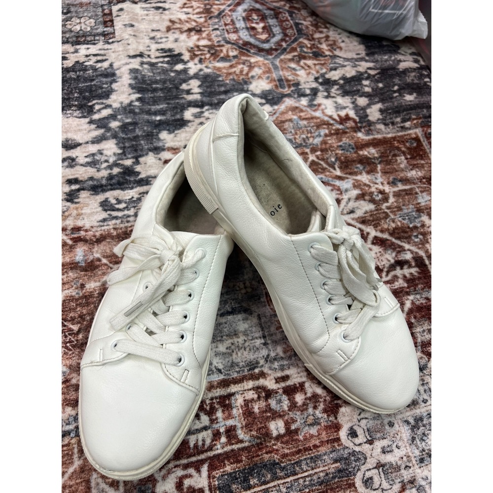 Joie Harvard White Leather Sneakers Casual‎ Lace Up Shoes Women's Size 9M